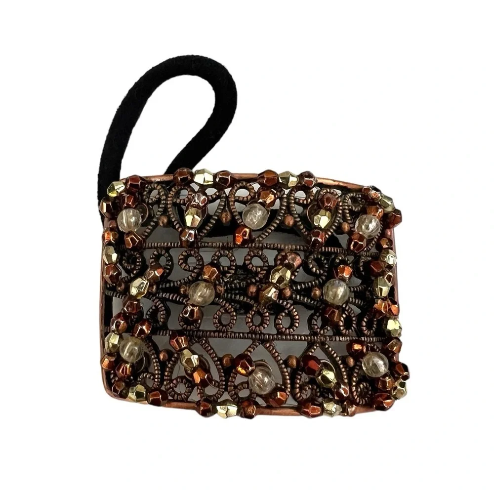 Pony Tail Holder Rectangular in Colors Bronze and Copper - Picture 1 of 4